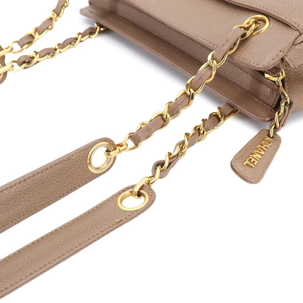 Chanel Triple Coco Chain Shoulder Handbag, Caviar Leather, Light Brown, Gold ... - Picture 9 of 10